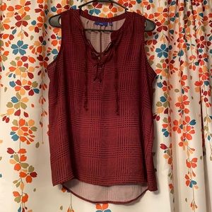 Burgundy tank blouse with pattern